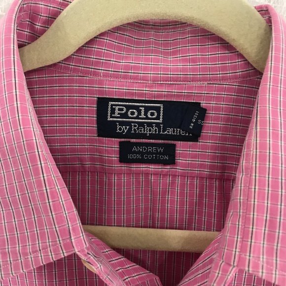 Ralph Lauren Mens Pink Mini Plaid Button Up Shirt XL - Picture 3 of 8